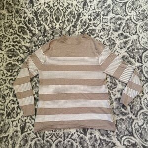 Striped Tan and White Women's Sweater